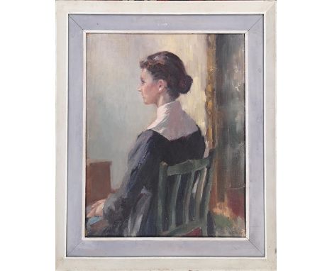 Angela Stones (1914-1995) Portrait of a Young Lady Oil on Board. 44 x 35cm. Studied under her mother Dorothy Bradshaw (1893-1