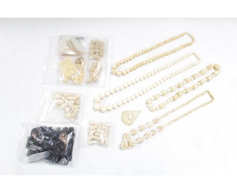 Collection of 19thC Jet, Ivory and Mother of Pearl Jewellery findings 