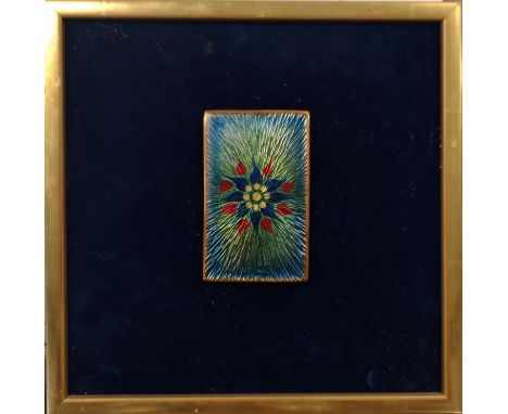 Good Quality Enamel on Copper entitled 'Cornflower' by E V Frater c.1970 