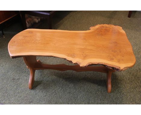 Mid Century (Danish &amp; Ercol Interest) light wood natural log plank coffee table.