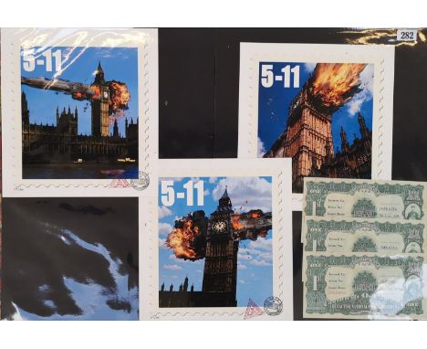 'Stamps of Mass Destruction' by James Cauty Set of 3 Giclee print Limited edition with Certificates of Purchase 