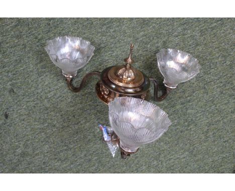 Good Quality 3 Branch Chandelier with frilled glass shades 