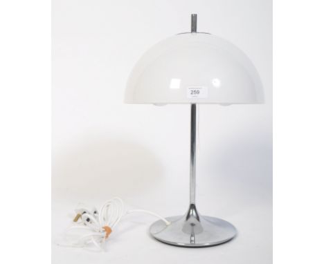 A good Scandinavian design 1960's 70's chrome table lamp with white opaque plastic shade from the Pantone era.  Has been rewi