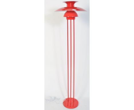 After Poul Henningson PH 5,A red lacquered standard lamp based on the designers PH range. A wonderful luminaire comprising of
