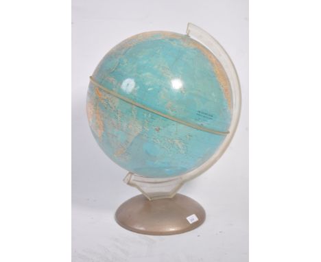 A large mid century table top globe by Purnell & Sons Ltd London ' The Illumina Globe ' Raised on enamel painted metal base w