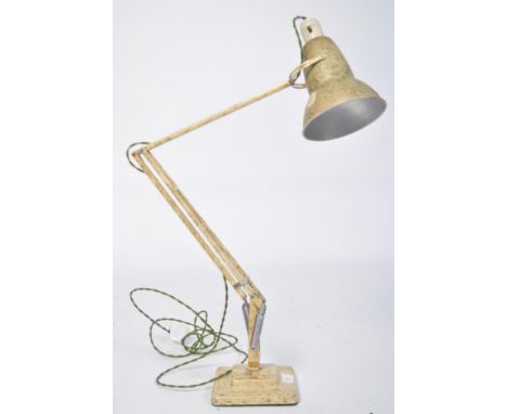 A 1940's Herbert Terry 2 step square base anglepoise lamp with original scumble glaze finish complete with pendant shade havi