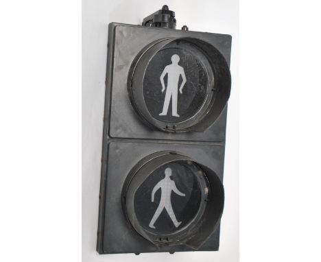 A contemporary Industrial road sign - LED traffic light complete with bracket having typical facia with original surrounds. M