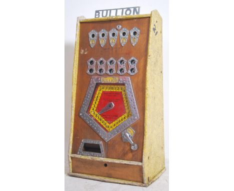 A good vintage 1960's Bryans ' Bullion ' Allwin penny arcade slot machine. Original chrome 'Bullion' sign to top, and all ori