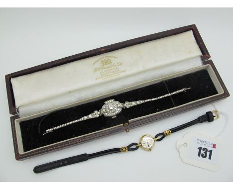 Omega; A Dainty Vintage Ladies Wristwatch, the signed dial with line markers (movement unseen) on cordette strap; together wi