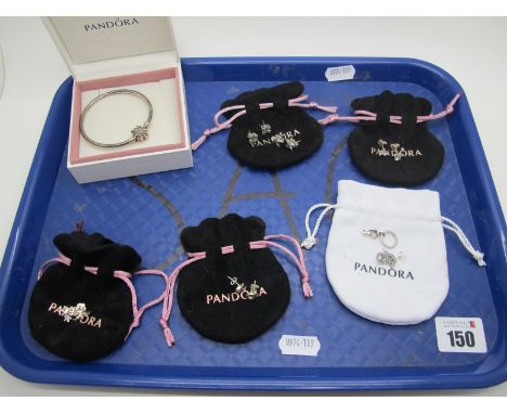 Pandora; A Dazzling Wishes Fireworks Bangle, stamped "S925 ALE"; together with six pairs of Pandora stud earrings; and a Pand