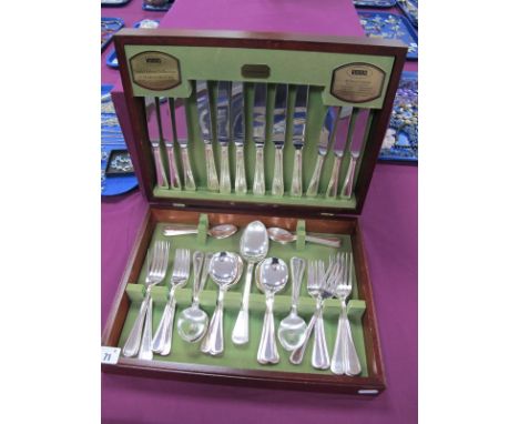 Viners Six Setting 'Tradition Bead' Pattern Canteen of Silver Plated Cutlery, in original fitted case. 