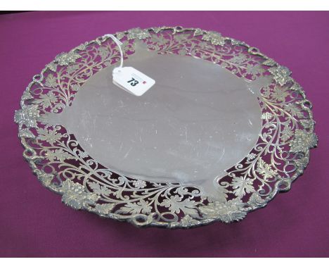 A Decorative Hallmarked Silver Footed Dish, HW, Sheffield 1942, of fruiting vine pierced design, on circular spreading base, 