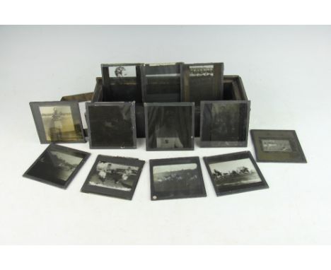 A collection of twelve rugby league interest magic lantern slides, including one of Jackie Fish of Warrington with the Rugby 