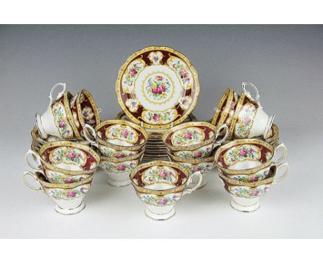 A Royal Albert 'Lady Hamilton' tea service, comprising thirteen tea cups, fourteen saucers and eleven side plates (38)