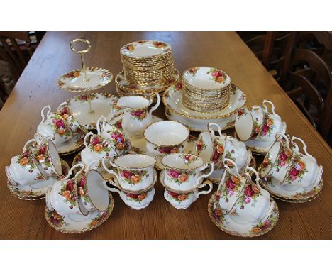 A Royal Albert Old Country Roses seventy six piece part tea service, including a cake stand (Qty)