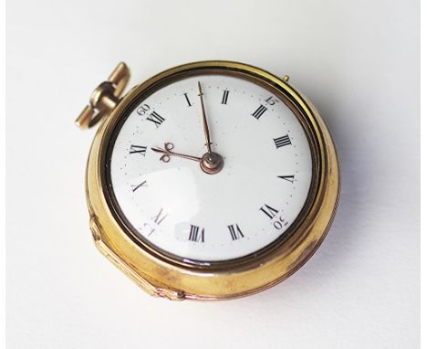 A George II gold pair cased pocket watch by Richard Vick, possibly a Lady's, gilt full plate movement signed 'Rich'd Vick Lon