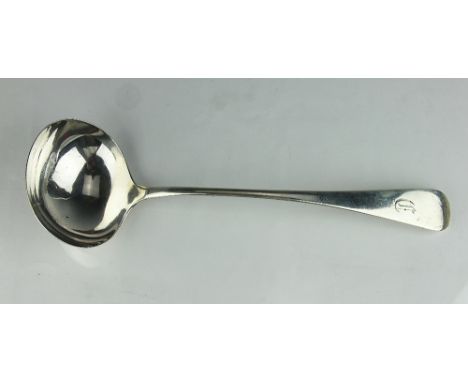 A silver Old English pattern large ladle, Walker and Hall, Sheffield 1895, engraved 'Gothic C' to front, weight 7.6ozt, 33.5c