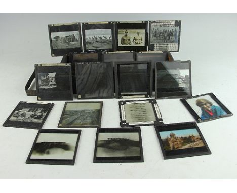 A small collection of Magic lantern slides, to include an image of 'Aborigines in War Paint', another of two Aborigines in To