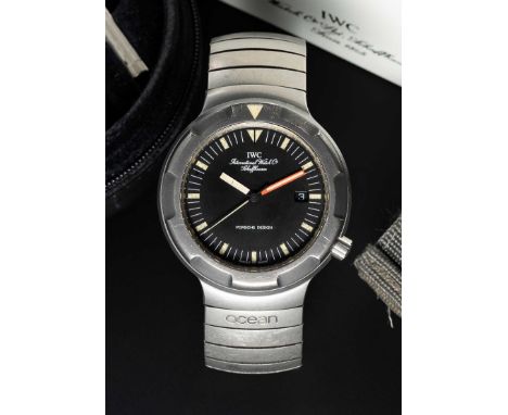 A RARE GENTLEMAN'S TITANIUM GERMAN MILITARY IWC PORSCHE DESIGN OCEAN 2000 BUND ATTACK DIVERS BRACELET WATCHCIRCA 1980, REF. 3