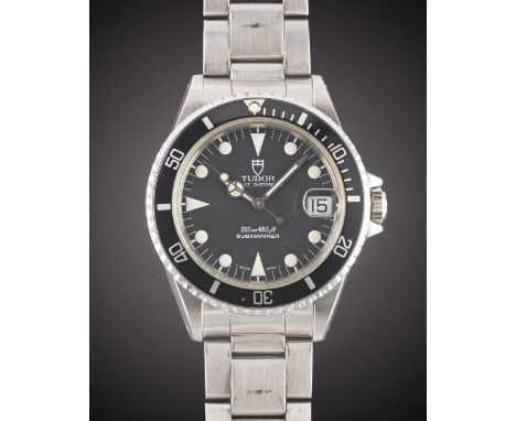 A MID SIZE STAINLESS STEEL ROLEX TUDOR PRINCE OYSTERDATE SUBMARINER BRACELET WATCHCIRCA 1992, REF. 75090 BLACK DIAL & BEZELMo