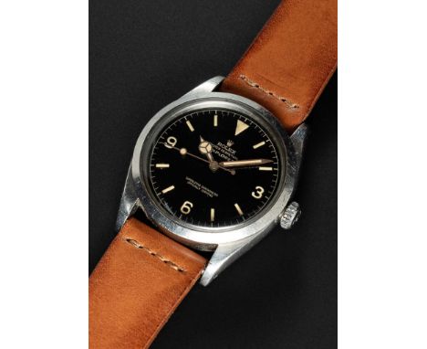 A RARE GENTLEMAN'S STAINLESS STEEL ROLEX OYSTER PERPETUAL EXPLORER WRIST WATCHCIRCA 1960, REF. 1016 EARLY PRODUCTION WITH GLO