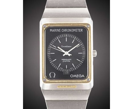A GENTLEMAN'S STEEL & GOLD OMEGA MEGAQUARTZ 2400 MARINE CHRONOMETER BRACELET WATCHCIRCA 1978, REF. 198.0082 / 398.832Movement