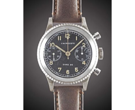 A GENTLEMAN'S FRENCH MILITARY AIR FORCE J. AURICOSTE TYPE 20 FLYBACK CHRONOGRAPH WRIST WATCHCIRCA 1950s, REF. 5.099-54Movemen