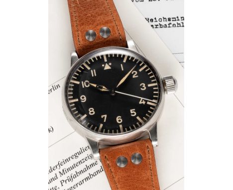 A RARE GERMAN MILITARY LUFTWAFFE B.UHR A. LANGE & SOHNE NAVIGATORS OBSERVATION WATCHDATED 1942, REF. FL23883 WITH "TYPE A" DI