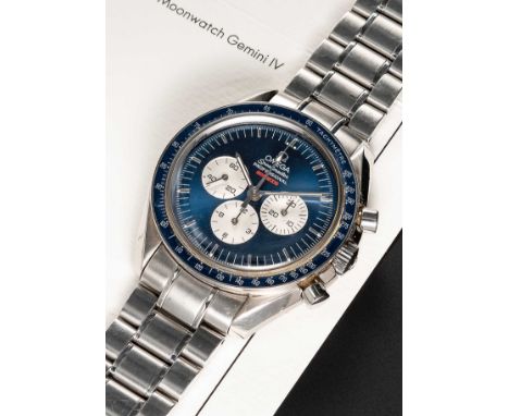 A RARE GENTLEMAN'S STAINLESS STEEL OMEGA SPEEDMASTER PROFESSIONAL "GEMINI IV" CHRONOGRAPH BRACELET WATCHDATED 2005, REF. SU 3