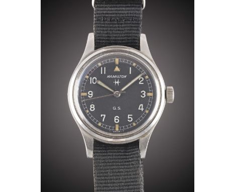 A GENTLEMAN'S STAINLESS STEEL HAMILTON GENERAL SERVICE TROPICALIZED MILITARY WRIST WATCHCIRCA 1960s, REF. 75003-3Movement: 17