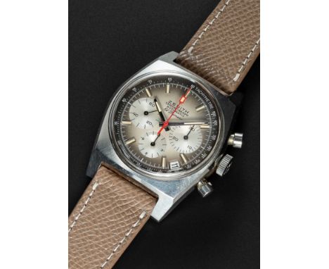 A GENTLEMAN'S STAINLESS STEEL ZENITH EL PRIMERO AUTOMATIC CHRONOGRAPH WRIST WATCHCIRCA 1969, REF. A385 WITH "FUME" DIALMoveme