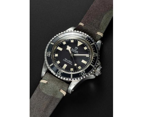 A RARE GENTLEMAN'S STAINLESS STEEL ROLEX TUDOR OYSTER PRINCE "SNOWFLAKE" SUBMARINER WRIST WATCHCIRCA 1976, REF. 9401/0 BLACK 