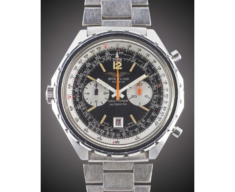 A GENTLEMAN'S STAINLESS STEEL IRAQI MILITARY AIR FORCE BREITLING NAVITIMER AUTOMATIC CHRONOGRAPH BRACELET WATCHCIRCA 1977, RE