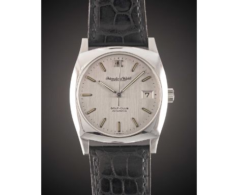 A GENTLEMAN'S STAINLESS STEEL IWC GOLF CLUB AUTOMATIC WRIST WATCHCIRCA 1970, WITH BRUSHED SILVER DIALMovement: 25J, automatic