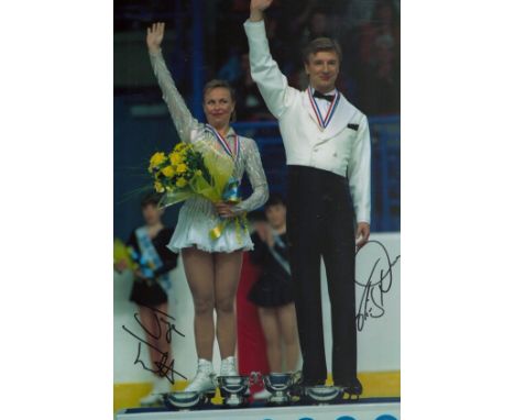 Olympics. Torvill and Dean Signed 12 x 8 inch Silver Medallist Photo. Both Signed in black ink. Good condition. All autograph