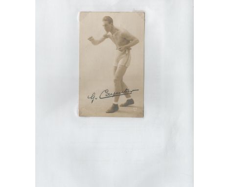 Boxing George Carpentier 1921 vintage postcard with PRINTED AUTOGRAPH Light Heavyweight Champion and Boxing Hall of Famer, Is