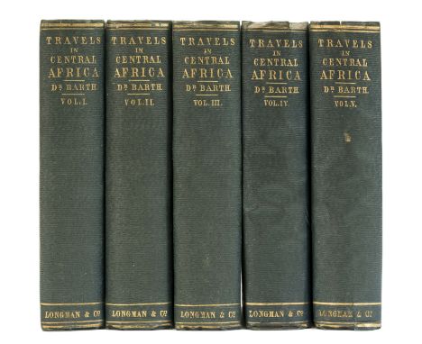 Africa.- Barth (Heinrich) Travels and Discoveries in North and Central Africa, 5 vol., first English edition, half-titles to 