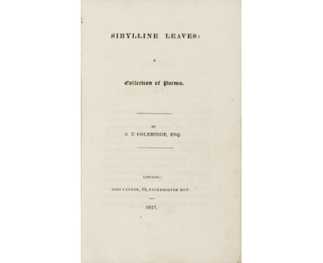 Coleridge (Samuel Taylor) Sibylline Leaves, first edition, half-title, errata leaf, occasional foxing, uncut in the original 