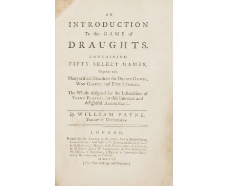 Johnson (Samuel).- Payne (William) An Introduction to the Game of Draughts, first edition, woodcut illustration to verso of B