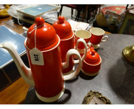     Eleven Pieces Of Retro Carltonware Red &amp; Cream Glazed Coffee Ware               