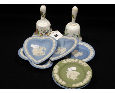     A Small Group Of Wedgwood Jasperware Trinket Dishes, Together With Two Ceramic Bells (11)                                
