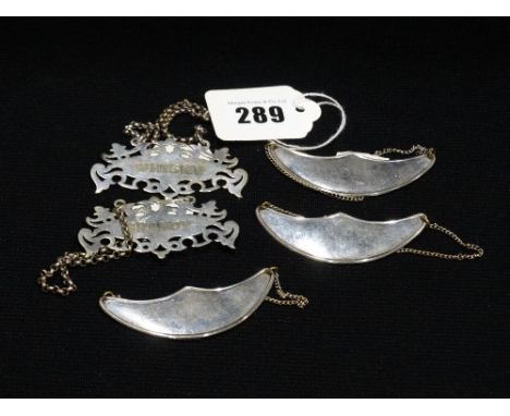    Five Silver Plated Decanter Labels                                              