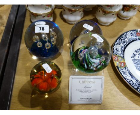     Four 20th Century Glass Paperweights, One Caithness                             
