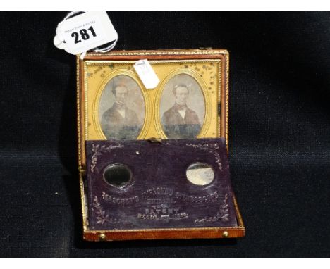     A Daguerreotype Stereoscope Case With Portrait Image Of A Gentleman             