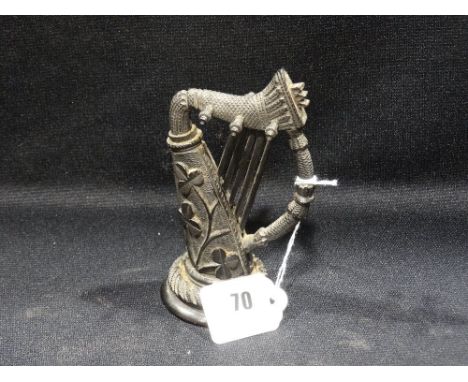     A Bog Oak Carving Of A Celtic Harp, 5" High                                     