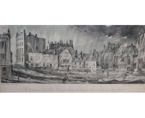 Leathem and Watkins, lithograph, 'The Inundation of Poole Valley, Brighton during the thunderstorm ... 1850', 25 x 51cm, and 