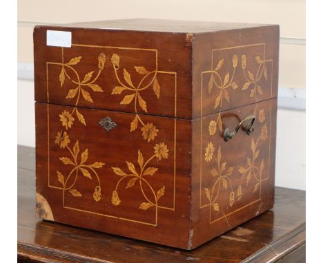 An inlaid four bottled decanter box