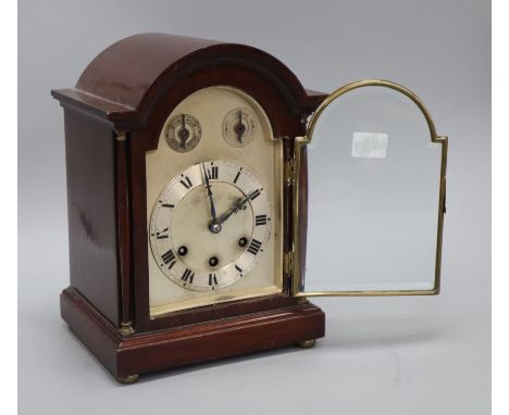 A George V mahogany chiming mantel clock height 29cm