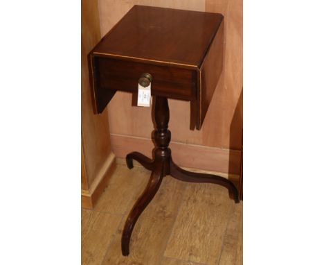 A Regency drop leaf table with drawer, on tripod base W.70cm