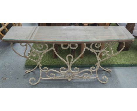 CONSOLE TABLE, 1960s French style, with bevelled antiqued mirrored top, 120cm L x 42cm x 80cm H.